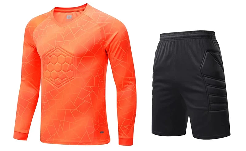 Men Kid 2024 Soccer Goalkeeper Uniform Protective Sponge Long Sleeve Football Training Goalkeeper Top Soccer Jersey Pants Custom