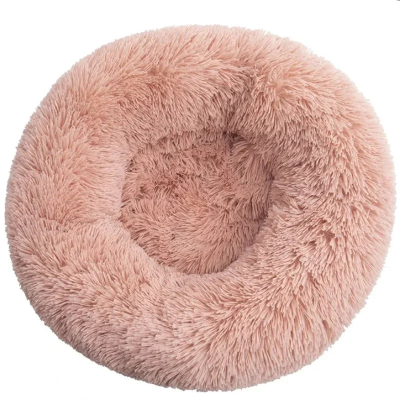 Round Plush Pet Bed – Super Soft Winter Sleeping Bed for Dogs and Cats (40–90cm)