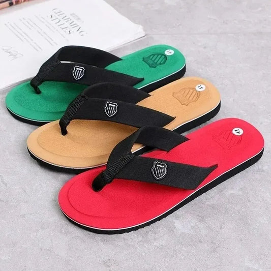 High Quality  Men Flip Flops Beach Sandals Non-Slip Casual Flat Shoes Slippers Indoor House Shoes For Men Outdoor Slides