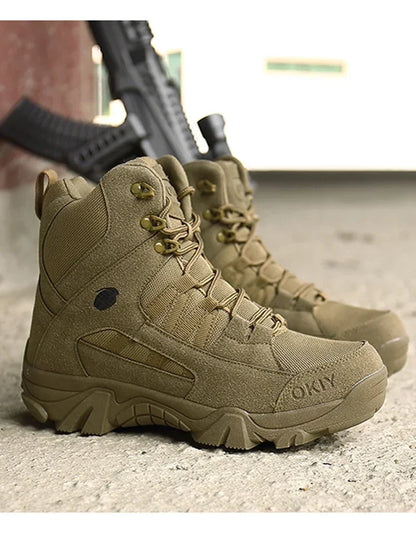 Desert Combat Boots Leather Hiking Shoes Men's Ankle Boots