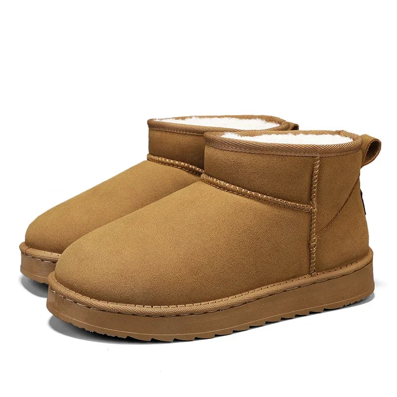 Men's Snow Boots Suede Leather Mid-Calf Slip-On 36-45