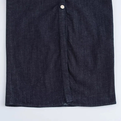 Denim Midi Dress For Women With Lapel And Side Zipper