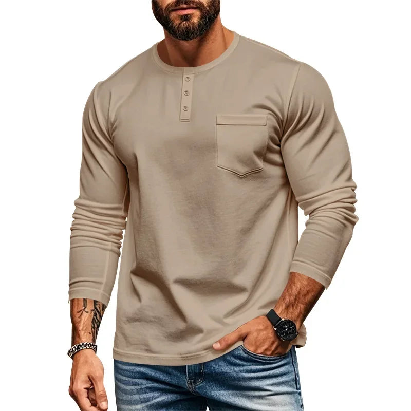 Men's Slim Fit Crew Neck Long Sleeve T-Shirt 2025 Autumn Winter Breathable Casual Bottom Shirt Top