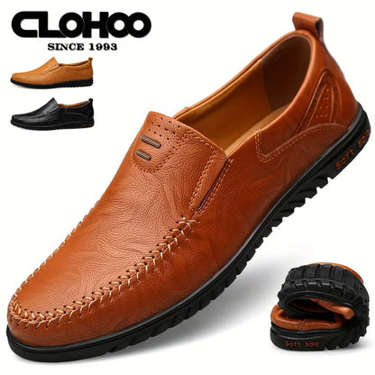Men's Slip-On Leather Loafers, Soft-Sole Casual Business Shoes