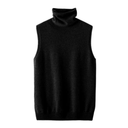 Women Sleeveless 100 Percent Merino Wool Turtleneck Vest Knitwear