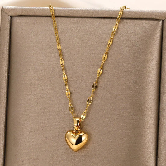 Stainless Steel Love Heart Necklace For Women 2025 New Trendy Lip Chain Simple Pendant Necklace Jewelry free shipping