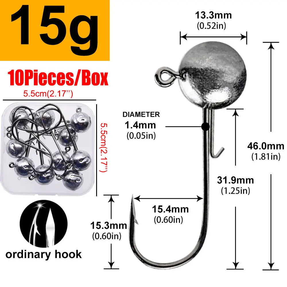 MrLurion Package Box 2g 3g 5g 7g 10g 12g 16g 20g jig head hook for fishing tackle ,crank carbon lure hook for worm soft