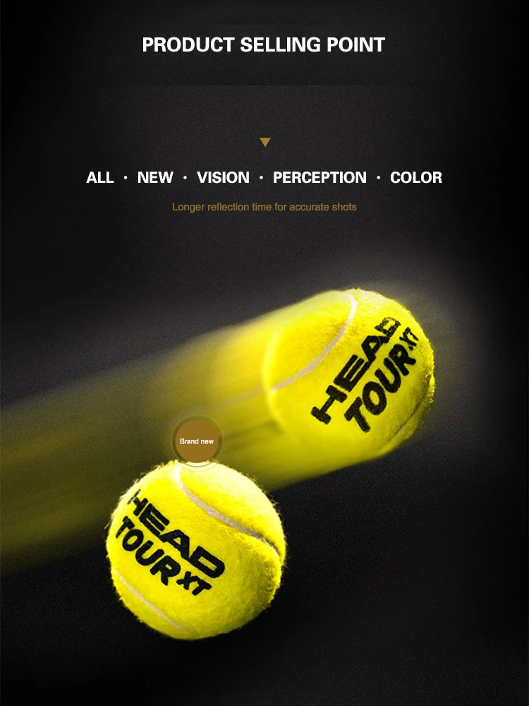 HEAD Tour XT Tennis Professional Tennis Game Training Ball Masters Ball Rubber Canister Single Practice Gold 3 Pcs 1 Can