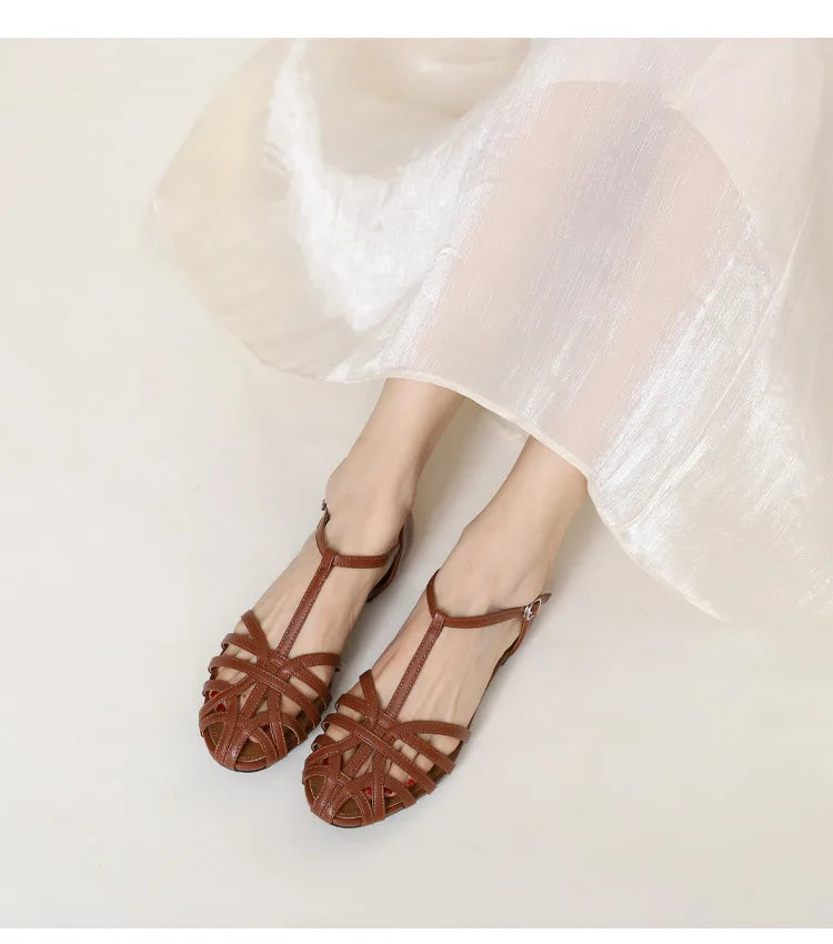 ZAROY Summer Cross Strap Flat Sandals Women Round Toe Ankle Buckle Hollow Casual Roman Sandalia Zapatos De Mujer сандали