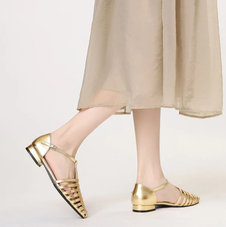 ZAROY Summer Cross Strap Flat Sandals Women Round Toe Ankle Buckle Hollow Casual Roman Sandalia Zapatos De Mujer сандали