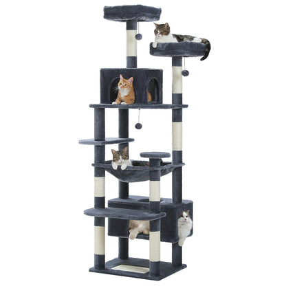 Cat Tree Tower With Five Levels, Wood Frame, Plush Fabric, Sisal