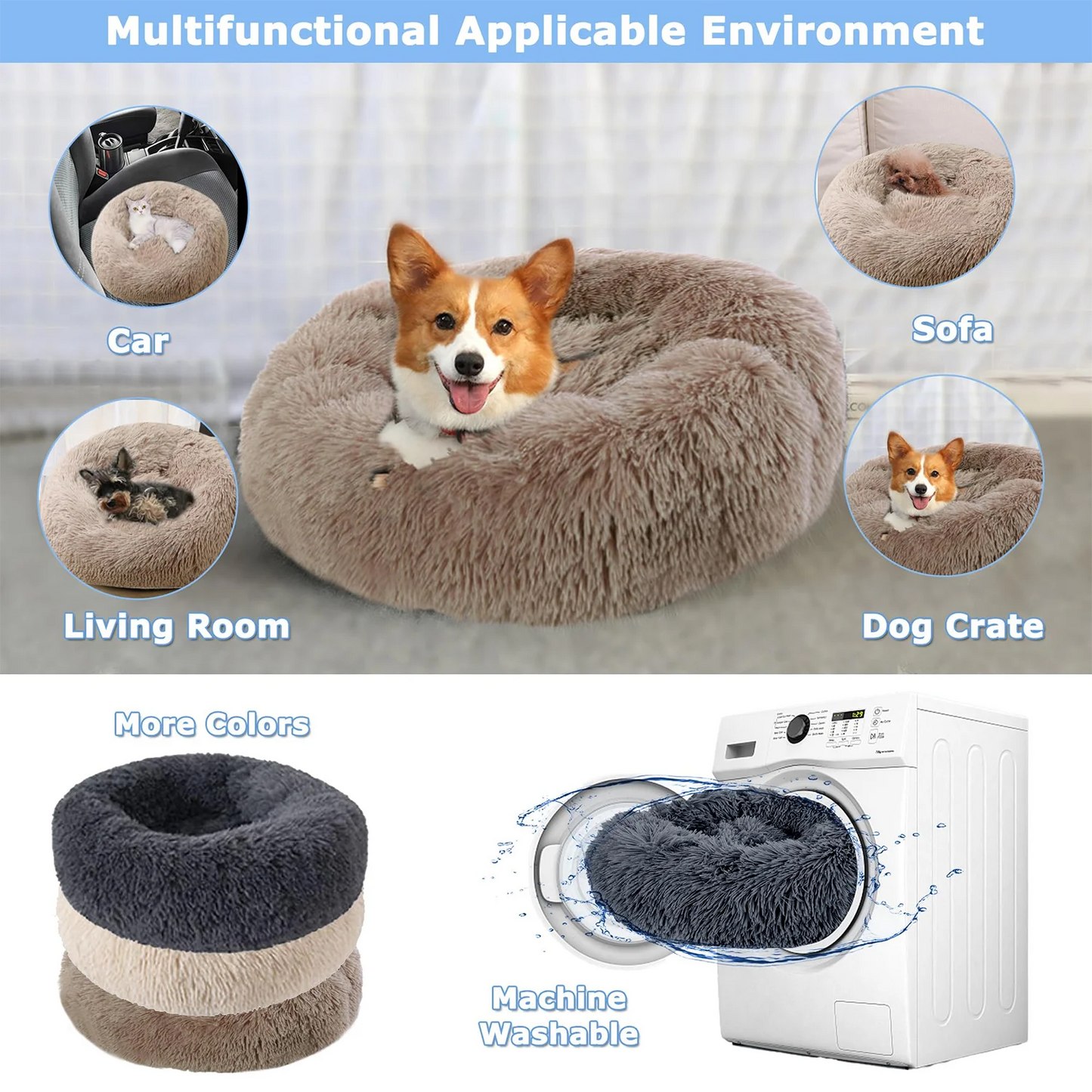 Round Plush Pet Bed – Super Soft Winter Sleeping Bed for Dogs and Cats (40–90cm)
