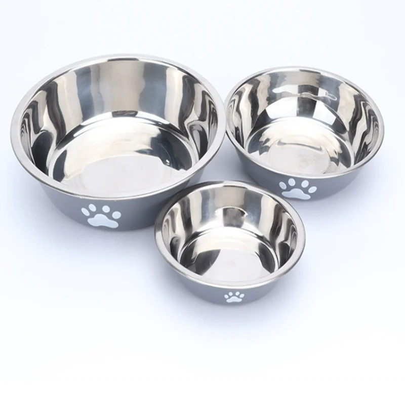Large capacity stainless steel dog bowl anti-slip anti-rust dog water bowl pet feeder double-layer cat bowl suitable for puppies