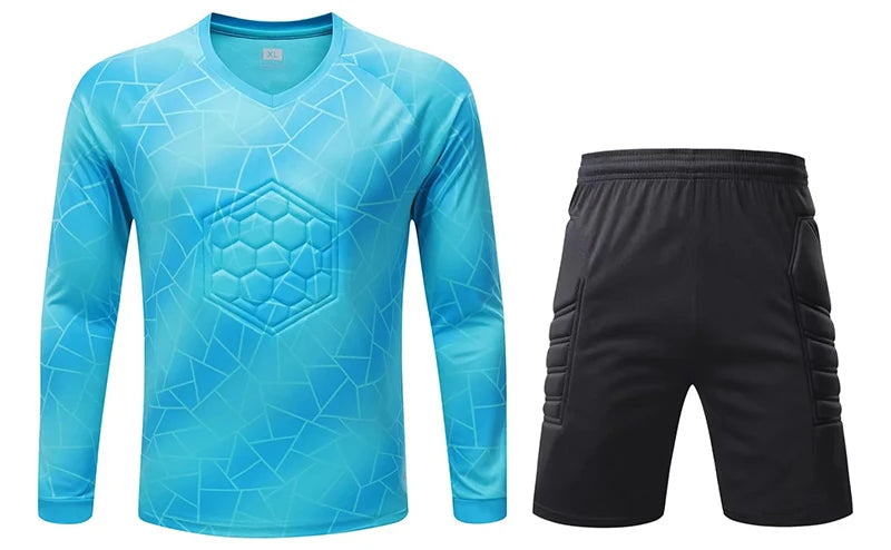 Men Kid 2024 Soccer Goalkeeper Uniform Protective Sponge Long Sleeve Football Training Goalkeeper Top Soccer Jersey Pants Custom