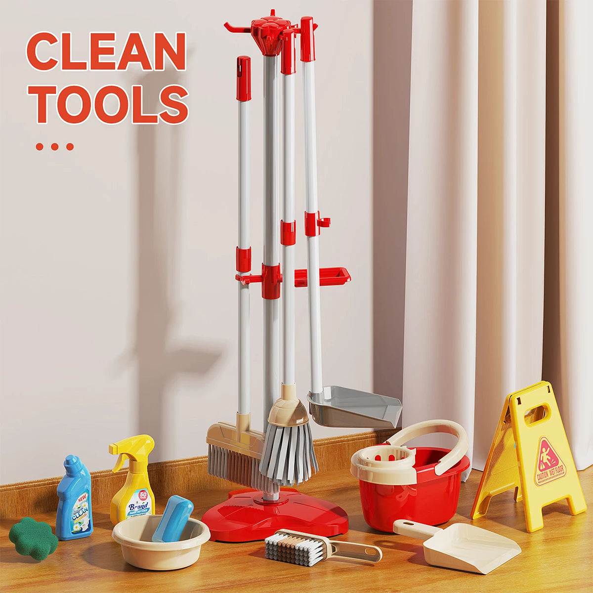 Kids Cleaning Toy Set for Toddlers Mini Broom Dustpan Mop Pretend Play Housekeeping Supplies Kits Montessori Toys Girl Boy Gifts