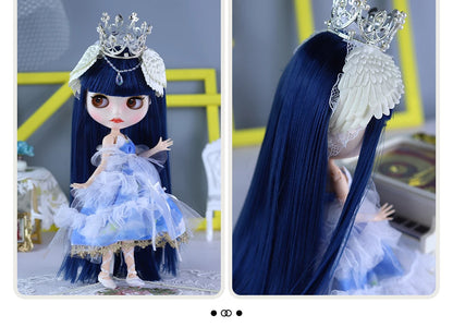 1/6 Scale Jointed Doll Body, 30 cm, White Skin, Blue Hair, ABS Material