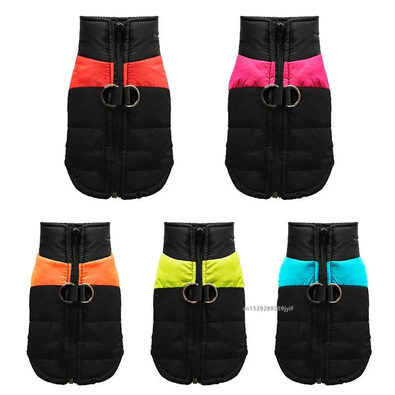 Waterproof Winter Dog Coat Padded Vest Zipper Jacket for Small Medium Large Dogs