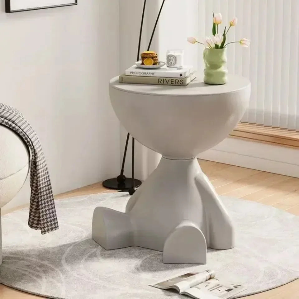 Cream Coffee Table Sofa Bed Side Table Modern Simple Home Accessories Living Room Decor Creative Flat Head Plastic Round Tables