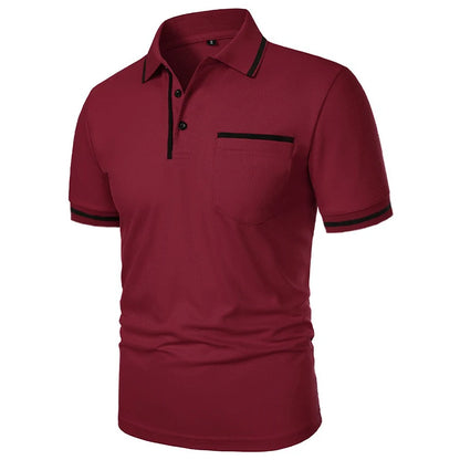 Men's Short Sleeve Polo Shirt Solid Polyester Breathable Casual