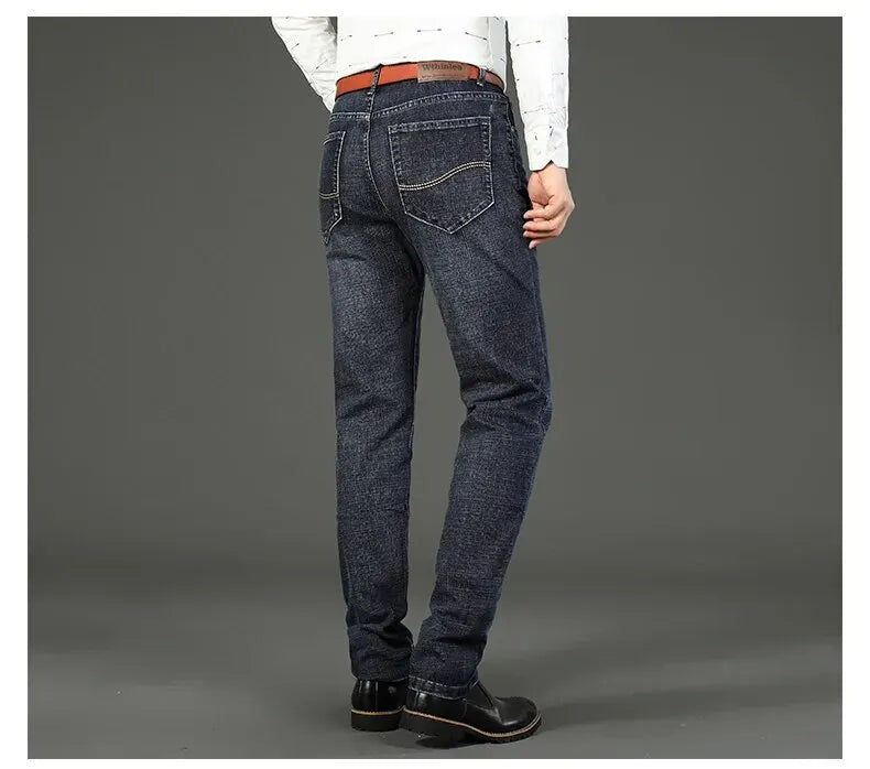 Mens Jeans Slim Fit Straight Leg Denim Trousers Blue Or Black