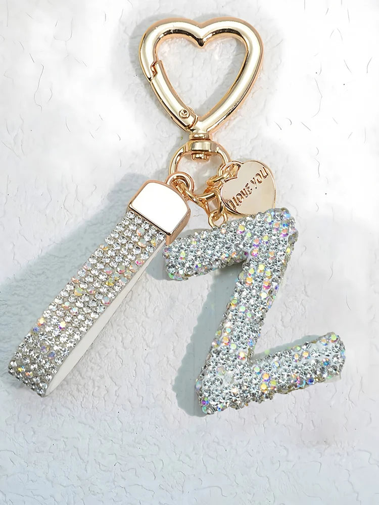 Elegant Diamond Letter Keychain – Lady Bag & Car Accessory