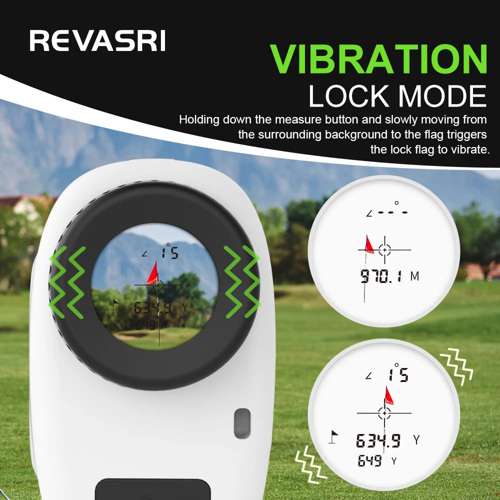 REVASRI Golf Laser Rangefinder with Slope Switch 650/1090Y Laser Range Finder Golf 6X Magnification Vibration with Magnet