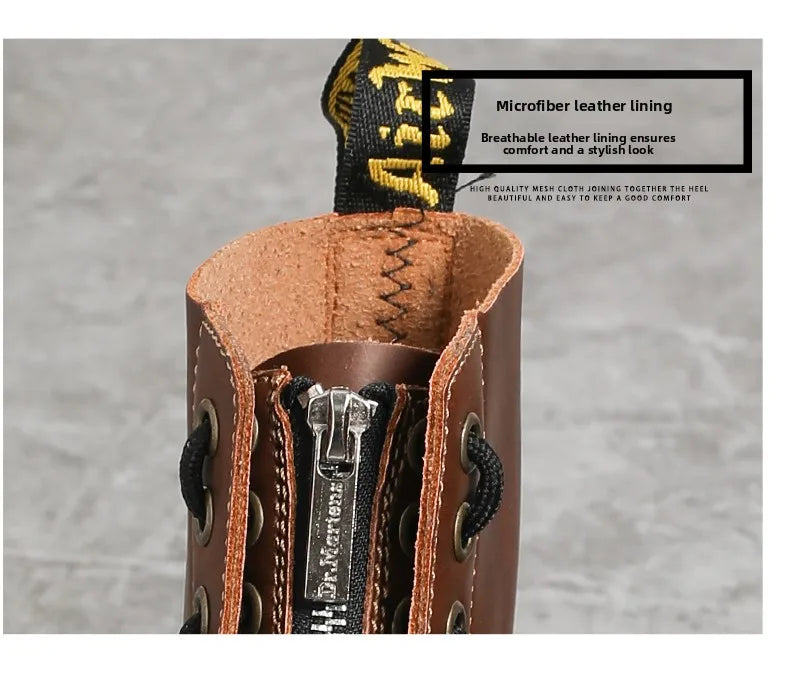 Men's Leather Boots Waterproof Ankle Outdoor Work Motorcycle