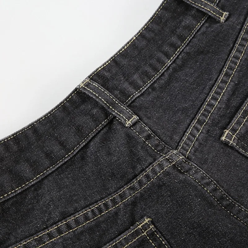 Floral Embroidery Jeans Vintage 2000s Low Rise Flared Jeans Women Retro Y2k Baggy Denim Pants High Street Basic Trousers