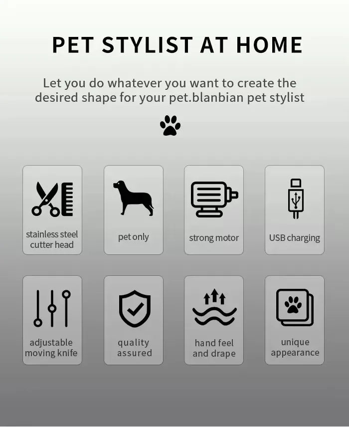 Professional Pet Hair Clippers – Rechargeable Adjustable Trimmer for Cats and Dogs