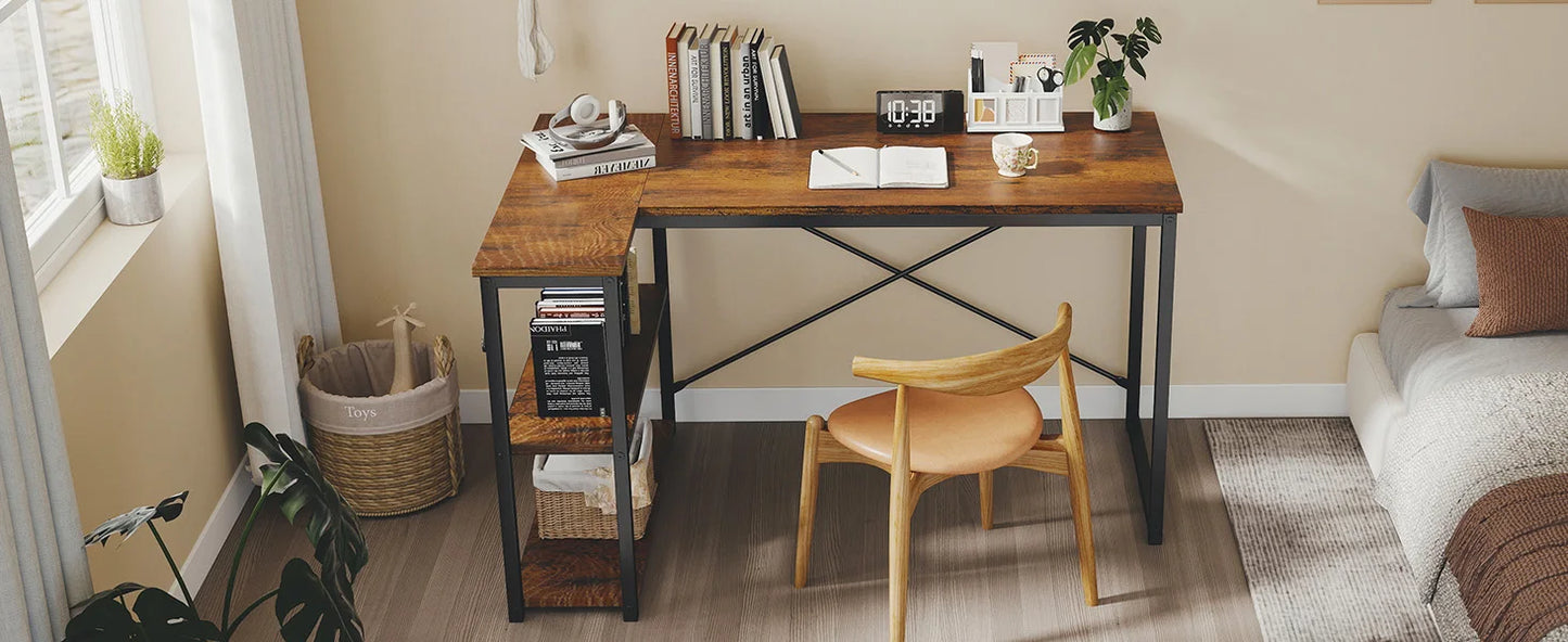 JHK L Shaped Desk 47 Inch Computer Desk Gaming Furniture Corner Desks Home Office PC Table with Reversible Storage Shelves