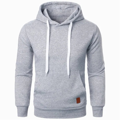 Men's Lightweight Polyester Hooded Sweatshirt Solid Color Long Sleeve