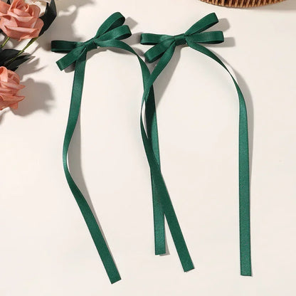 2 Pack Ribbon Bow Headband With Long Tassel Hair Clips Polyester