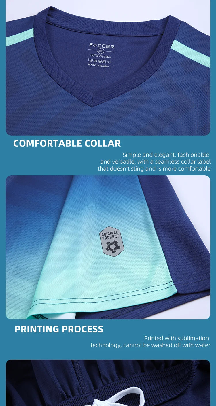 MAN Football Jerseys Team Training Customize Professional Women Soccer Uniform Adult Kids Futsal Quick-Drying Sportswear Outfit