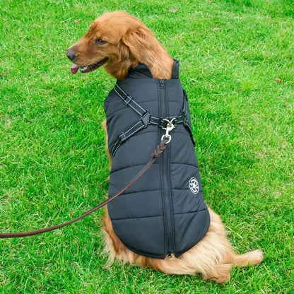 Winter Waterproof Dog Coat With Harness Cotton Inner Outer Layer For Dogs