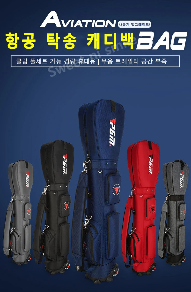 PGM Golf Bag with Wheels Ultra-light Sport Standard Golf Bags Large Capacity Golf Aviation Ball Storage Multifunctional QB069