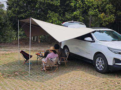 Car Side Awning With Suction Cup Anchors Black Waterproof UV Tent Shade