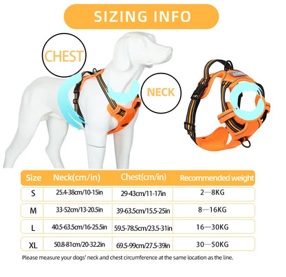 No Pull Dog Harness Front Clip Reflective Heavy Duty Handle For Large Dogs