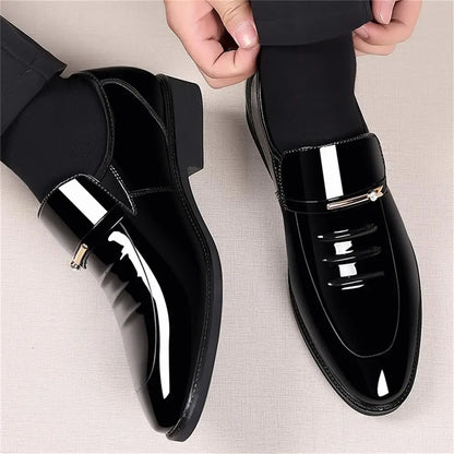 Men's Pu Slip-On Loafers Dress Shoes Round Toe Rubber Outsole