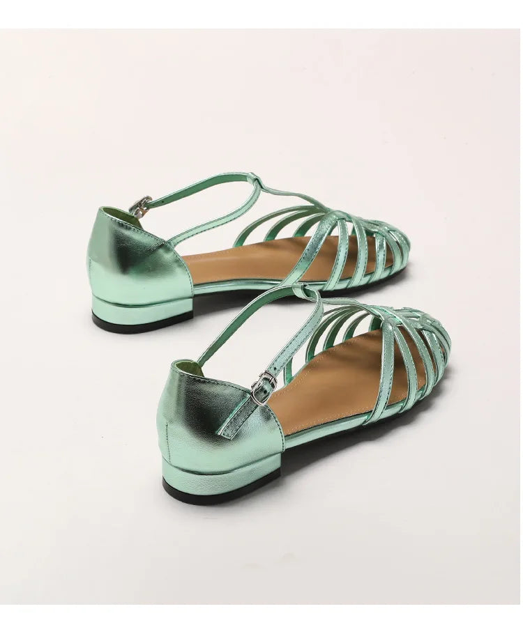 ZAROY Summer Cross Strap Flat Sandals Women Round Toe Ankle Buckle Hollow Casual Roman Sandalia Zapatos De Mujer сандали