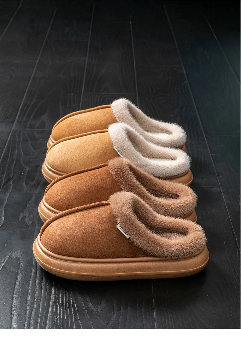 Autumn And Winter Men's Cotton Slippers Plush Warm Thick Home Wear Non-slip Wear-resistant Soft Bottom Comfortable Warm Shoes