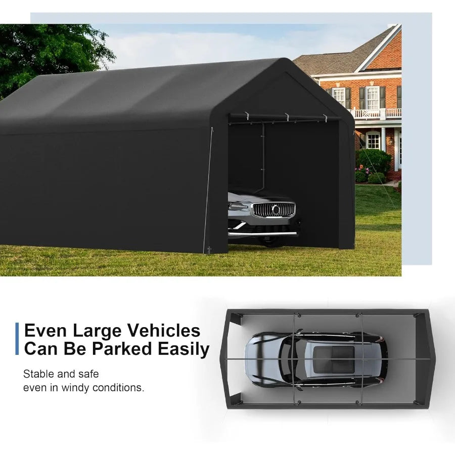Carport Canopy Heavy Duty 10x20 ft Party Tent Portable Car Garage with Sidewalls 10 x 20 ft Black