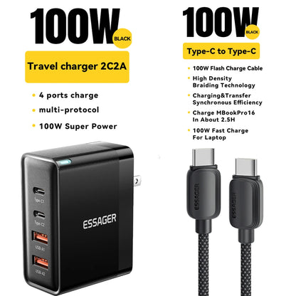 100W USB Type-C Charger PD QC4.0/3.0 Fast Charging