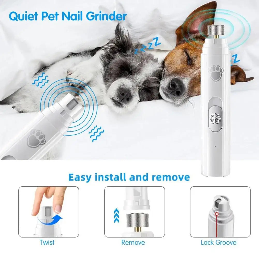 Electric Dog Nail Grinder – USB Rechargeable Pet Nail Clipper with Polisher Wheel