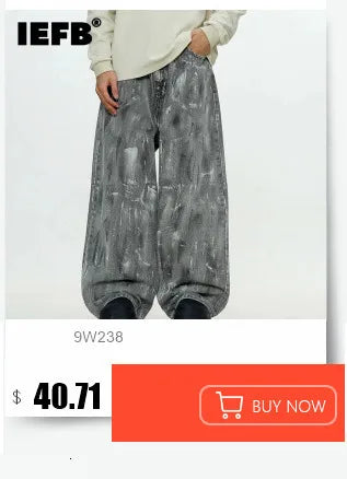 IEFB Simple Men's Denim Pants Vintage Washing Wide Leg Loose Jeans Casual Straight American Style Male Trousers New 2026 9W190