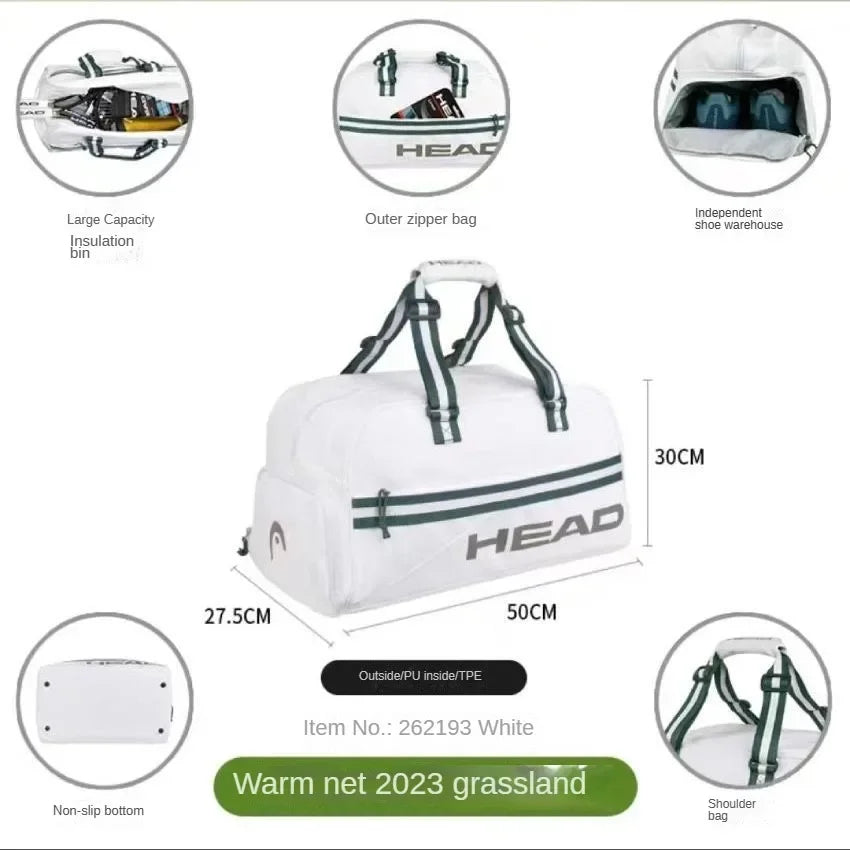 HEAD Tennis Bag Simple Fashion Court Bag Portable Tennis Racket Bag with Shoe Compartment Comfortable Racket Bag
