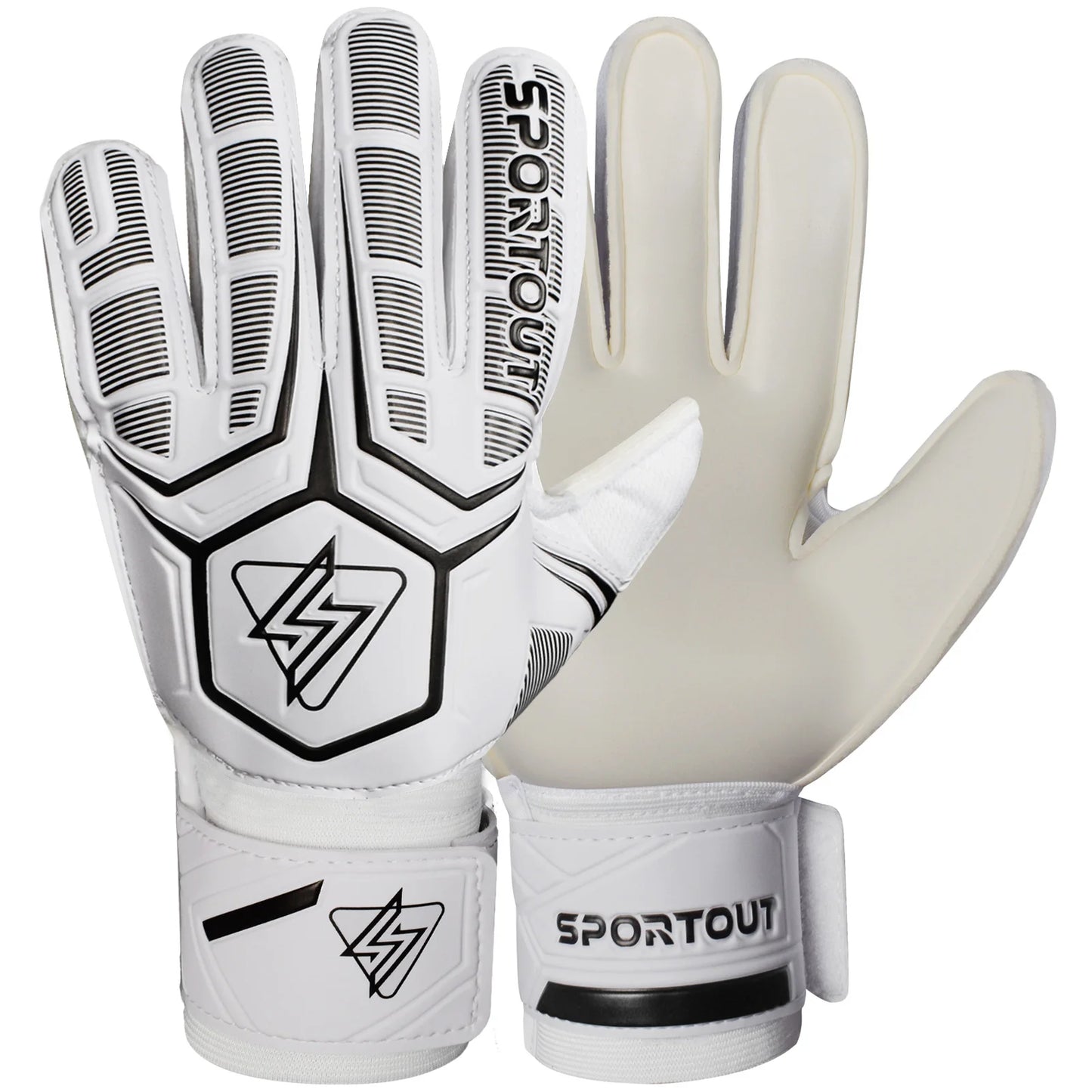 Sportout Goalie Gloves, Goalkeeper Gloves with Fingersave, Soccer Gloves, Breathable Soccer Goalie Gloves, 4mm Latex, for Kids