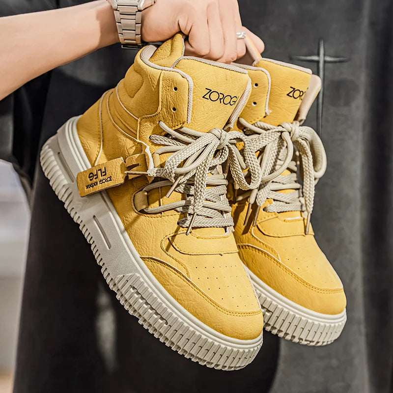 Leather Ankle Boots For Men Lace Up Non Slip Sole Winter Boots