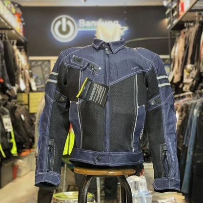 Motorcycle Jacket, Denim Mesh, Breathable, Polyester and Cotton, Men's