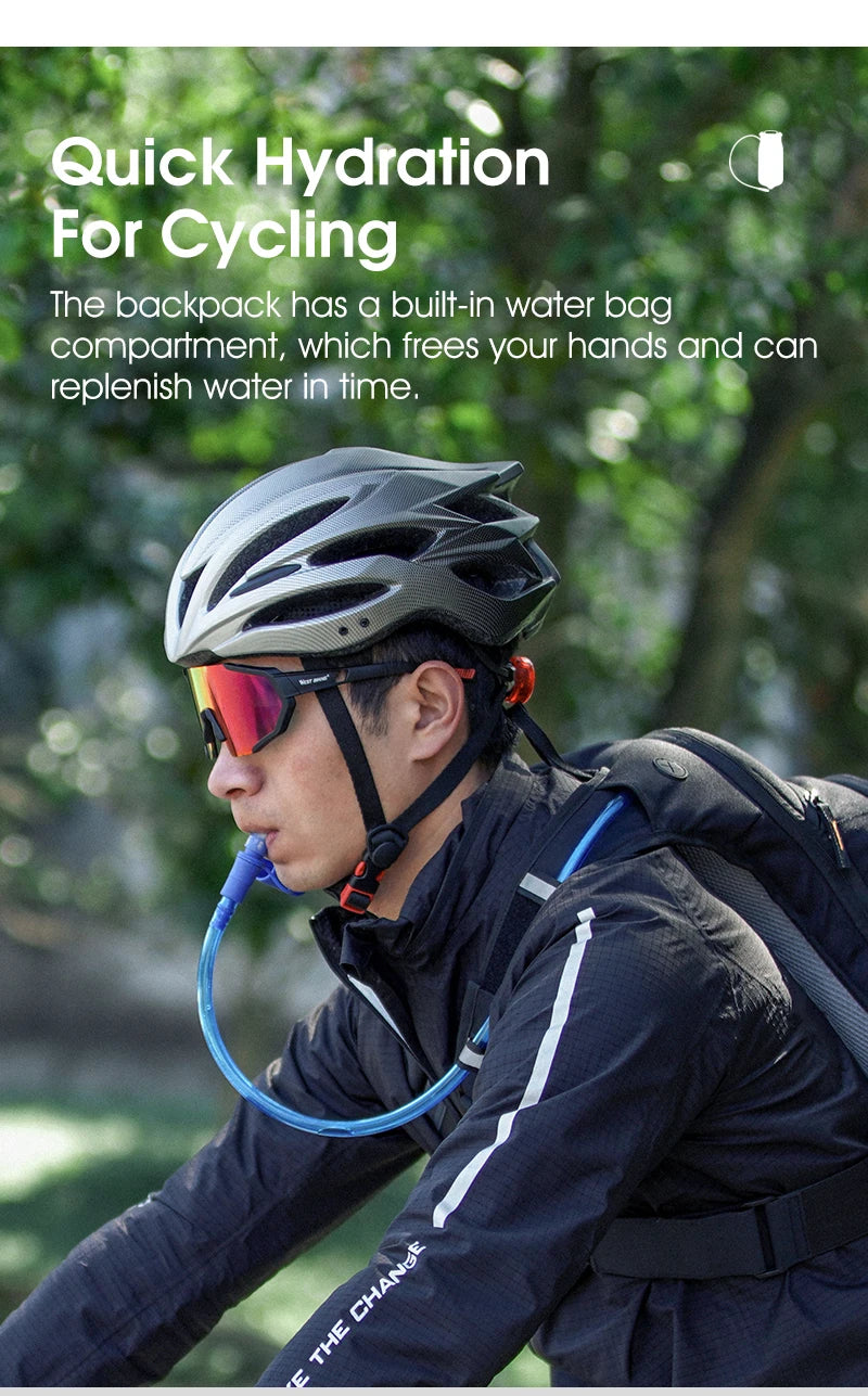 WEST BIKING 10L Ultralight Cycling Backpack Ergonomic Strap MTB Road Bicycle Bag With Water Bag Outdoor Hiking Climbing Bag