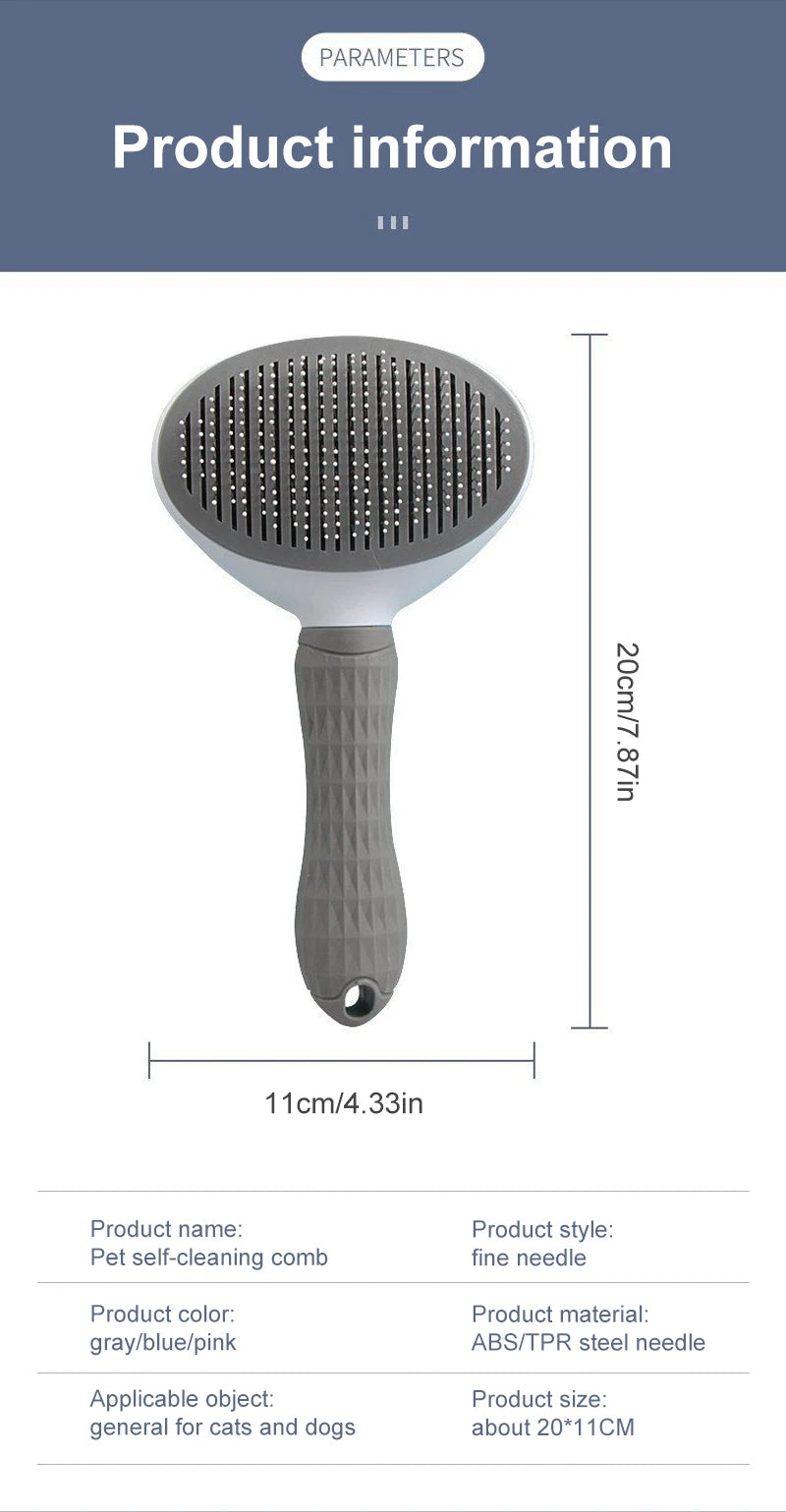 Dog Hair Remover Brush – Pet Grooming & Cleaning Comb for Long Hair Dogs and Cats